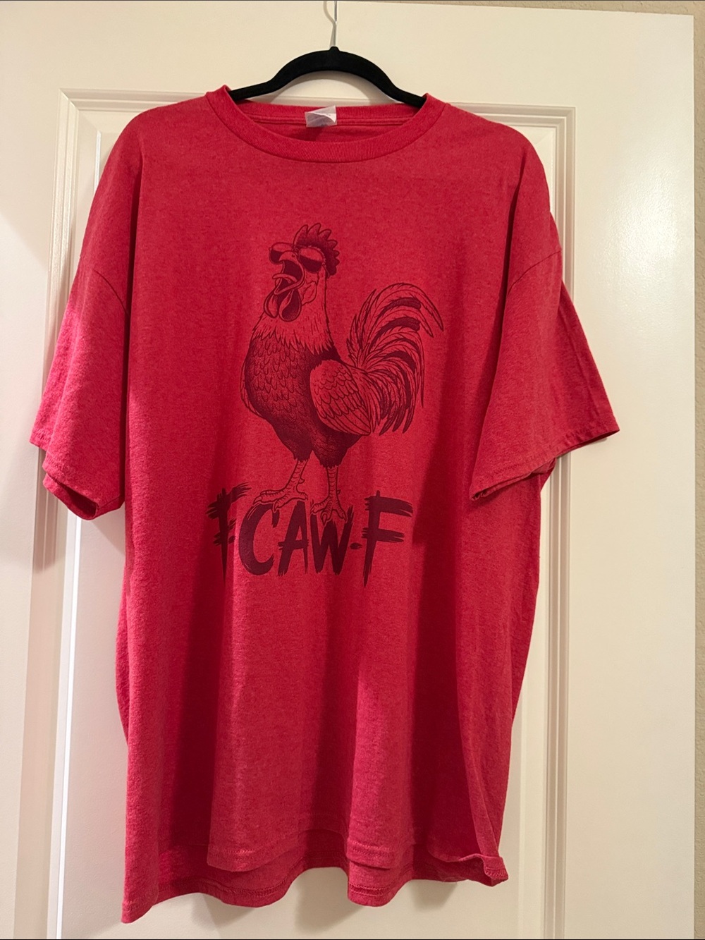 Port and Company Red Short-Sleeve Tee with Rooster Graphic